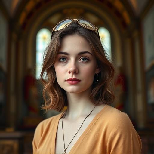 Image d'Elodie Girard, actrice dans la série Café de Flore, posant devant le Sacré-Cœur.